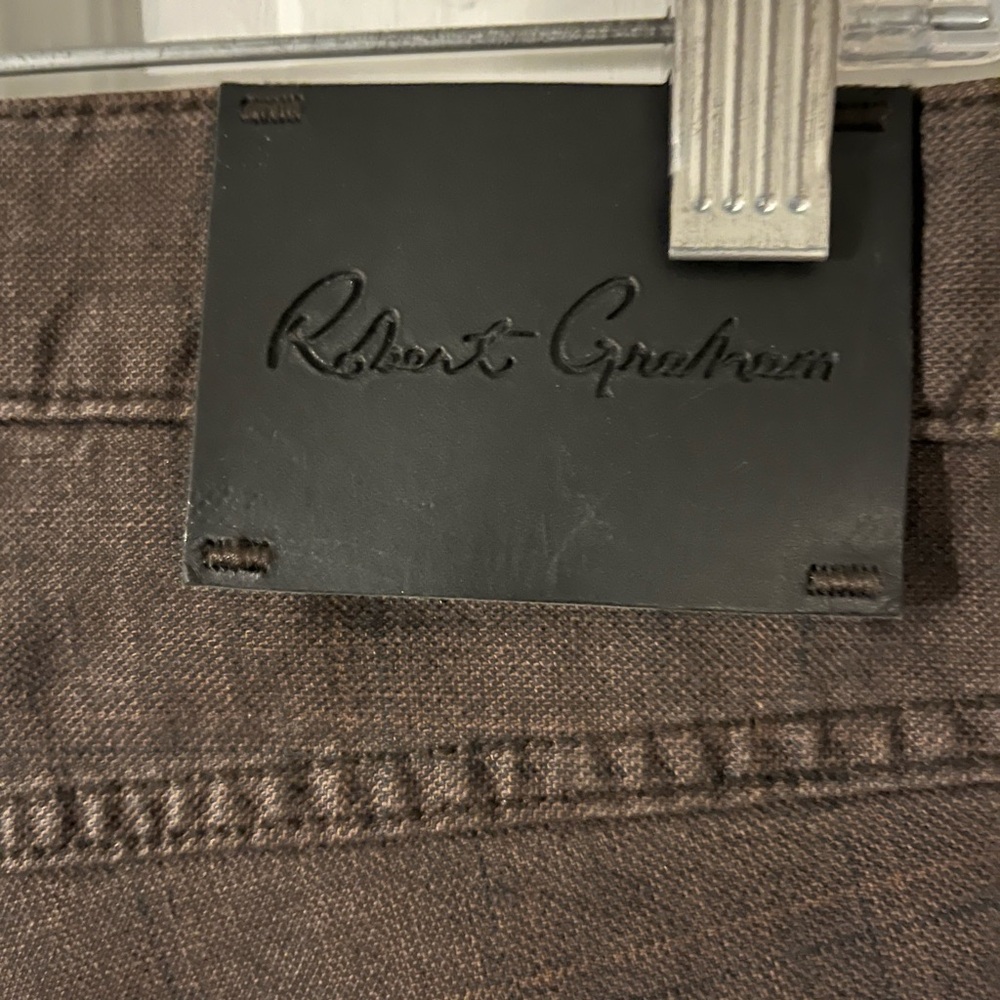 (NWT) Robert Graham Men’s Dunbar Slim Jim Brown Plaid Pants Size 32 x42 - Picture 3 of 10
